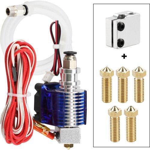 V6 J-head Extruder with Fan Volcano Block Long Nozzle 0.4 0.6 0.8 1.0 1.2 mm Hotend Part Aluminum 1.75mm / 3.0MM 12V40W 1M