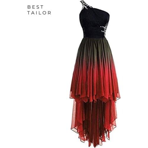 Gradient Prom Dresses One Shoulder Mix Color Asymmetrical Formal Party Gowns vestido de fiesta largos elegantes de gala noche