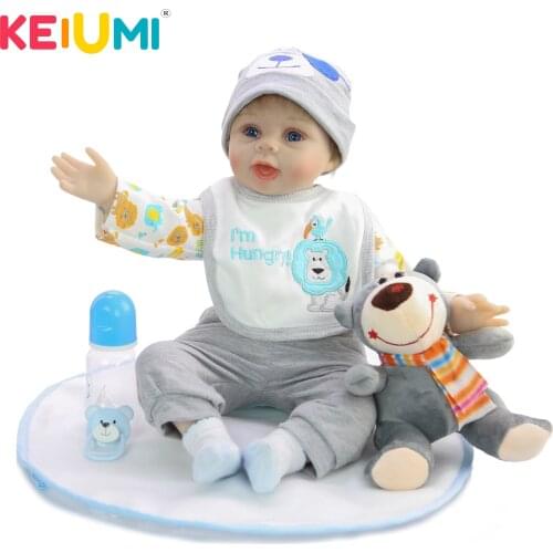 KEIUMI 55 cm Reborn Toy Cloth body Newborn Baby Doll For 22'' Realistic Reborn Baby Doll Cloth Body Kids Christmas Gifts