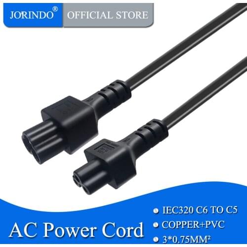 JORINDO 0.6M/2FT IEC320 C6 TO C5 AC Power Cable, 3 pin c5 female to c6 male Adapter extension cable,1500W,3*0.75MM