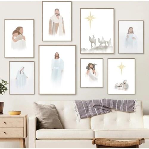 Jesus Christ Watercolor Art Painting Picture Christian Decor Jesus LDS Portrait Poster Christ Wall Art Canvas Prints Decoration