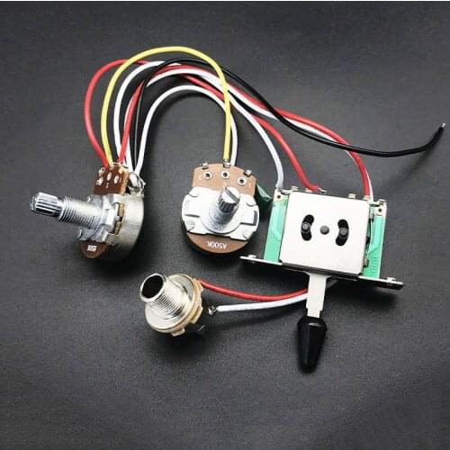 Guitar Wiring Harness Set Electric Prewired Low-Noise 6.35 Output for Switch Connection Pickups A500k B500K Big Pots 3/5 Way