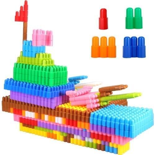 Plastic 3D Bullet Building Blocks Construction Colorful Assembly Interconnect Insert Games Educational Toys for Kids Children