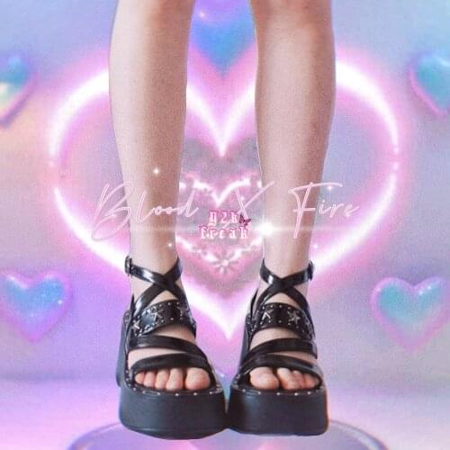 Y2K Gothic Platform Leather Dark Punk Star Rivet Shoes Jk Platform Shoes Strap Lolita Roman Sandals Goth Grunge