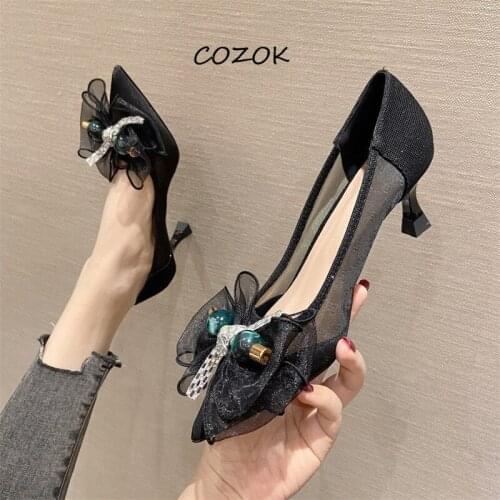 Lace OL Shoes for Women Casual Fashion Sexy Party Night Heels Women 2021 Womens Shoes Elegant