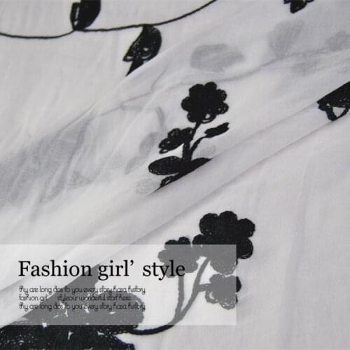 LEO&LIN White Embroidered Chiffon Fiber Impervious Fabric Drape Dress Shirt 50cm