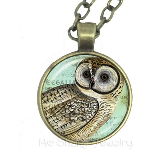 Best gift Retro Owl Time Glass Gem Metal Necklace Hotsale Glass Penant For Men Women Sweater chain