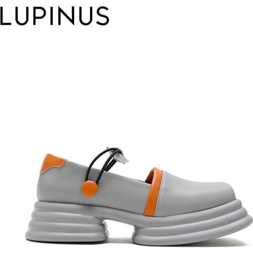 LUPINUS Fashion Square Toe Women Mary Jane Shoe 2021 New Chunky Heel Women Flat Shoe Retro Platform Casual Women Leather Shoe