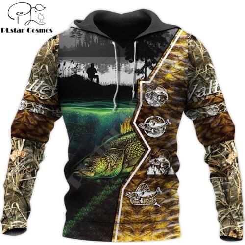 Cool Walleye Fishing 3D All Over Printed Men Deluxe Hoodie Clothes Unisex Sweatshirt Zip Pullover Casual Jacket Tracksuit KJ324