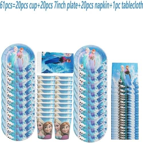 10Pcs/set Disney Princess Frozen 2 Theme Party Disposable Tableware Set Paper Cup Plate Napkin Birthday Party Decorations Supply