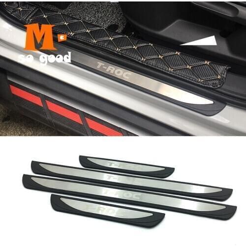 Stainless steel For T-ROC T ROC TROC 2017-2018 Scuff Plate Door Sill Guard Pedal Cover Trim Car Styling Accessories 4PCS