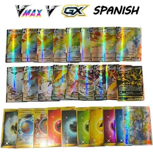 New Spanish Version Pokemon Card Featuring TAG TEAM GX VMAX Trainer ENERGY Card Español Shining Rainbow Cards Children Toy