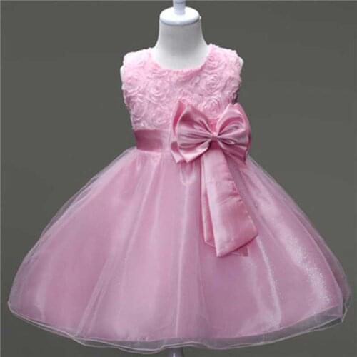 New Pink Baptism baby princess infant dress wedding girl for girls clothes tutu dresses Summer birthday party kids girl dress
