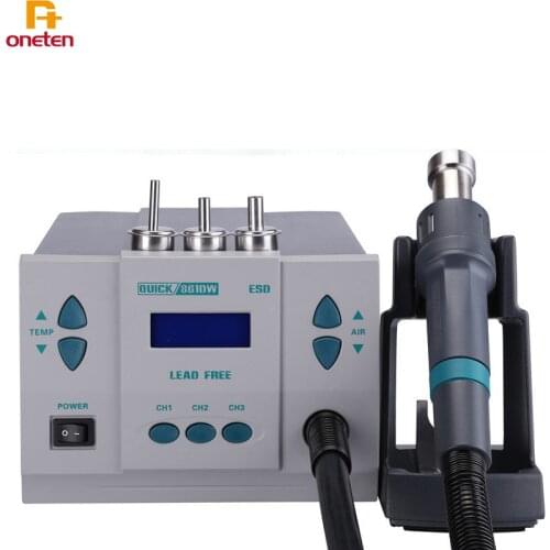 Original QUICK 861DW heat gun lead free hot air soldering station microcomputer Rework Station+ 3 nozzle