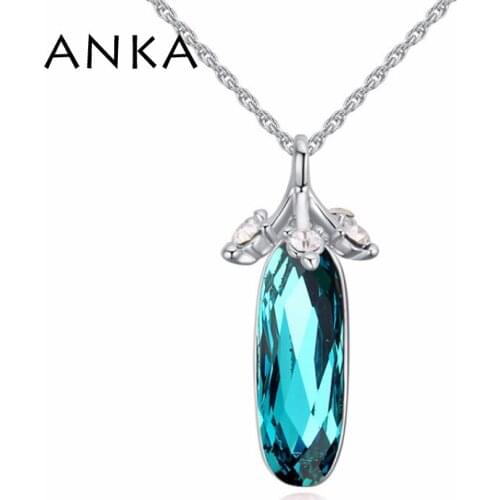 ANKA oval crystal pendant necklace for women rhinestone charm jewelry wedding gift with Crystals from Austria #121503