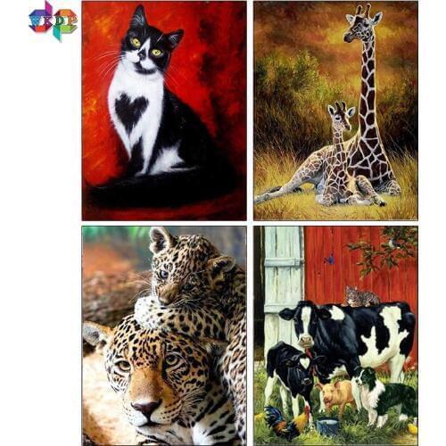 Full Square Diamond "Giraffe cow fox tiger cat" DIY 5D Diamond Painting Cross Stitch Home Decor Picture Of Rhinestone Handmade