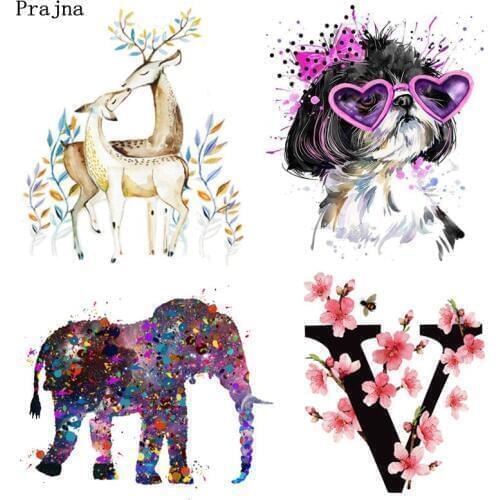 Prajna Unicorn Iron On Transfer Flower Lion Dog Patch Various Cat Elephant Hot Vinyl Sticker For Clothing DIY Patch Applique
