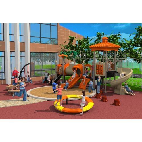 CE/TUV/SGS school outdoor rubber floor playground equipment park plastic slide swing toys structrue YLW-OUT171090
