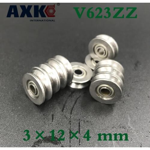 Rolamentos Axk 20pcs High Carbon Steel V623zz V Groove Sealed Ball Bearing 623vv Guide Track Roller V623 Embroidery Machine
