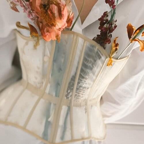 Mesh Corset Lace Up Crop Top Women Fashion Sexy Shirt Winter Fall Clothes Breast Wrapping Party Club Streetwear Outfits Tees