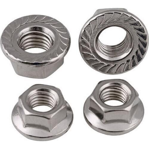 Hex Serrated Flange Nut M3 M4 M5 M6 M8 M10-M16 DIN6923 304 Stainless Steel Hexagon Serrated Spinlock Flange Nut Locknut Lock Nut