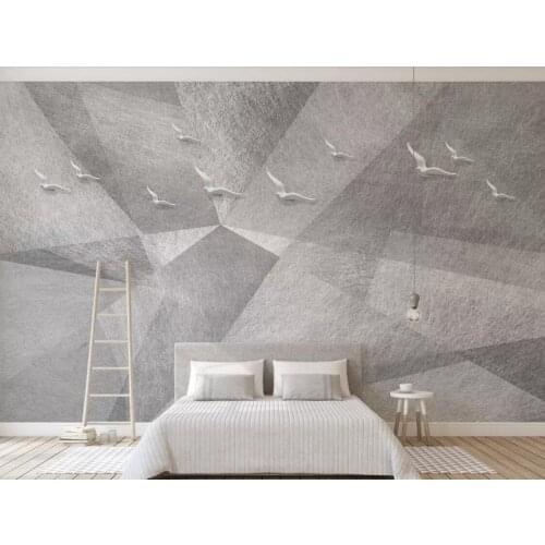 Nordic minimalist personality abstract geometric relief bird 3D murals