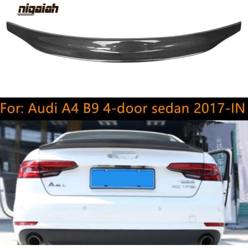Car Rear Trunk Boot Lip Wing Spoiler Lid for Audi A4 B9 Sedan 2017 2018 2019 Rear Trunk Spoiler Wing Tail Wing Carbon Fiber