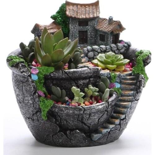 Succulent Plants Planter Flowerpot Resin Flower Pot Desktop Potted Holder Home Garden Decoration Plants Holder