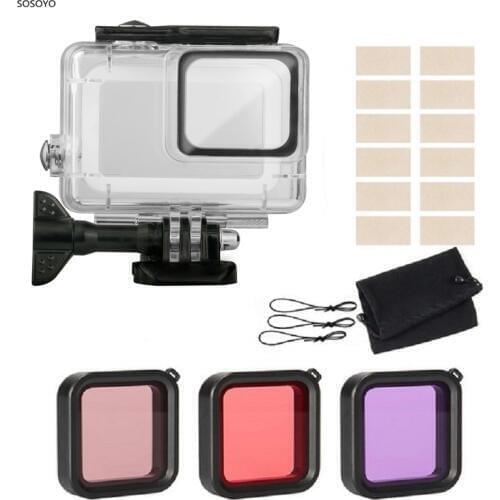 Waterproof Case Lens Filter 40M Underwater Diving Filter Lens Protector shell Suit For GoPro Hero 7 White Silver Sports camera