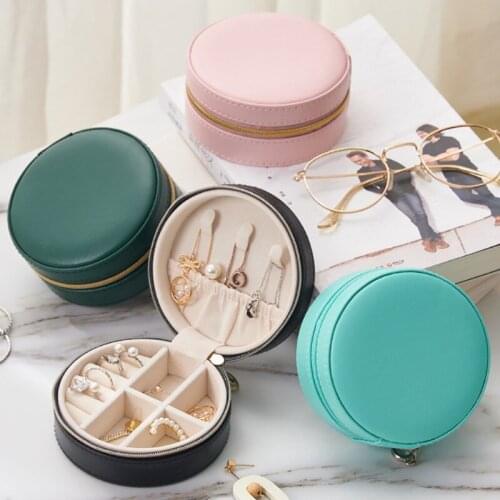 Lady Jewelry Storage Box Portable Travel Case Ring Necklace Earrings Bracelet Holder PU Leather Storage Container Organizer Gift