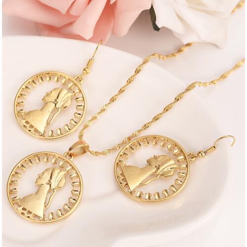 Gold Italian earrings pendant necklace jewelry Italian 500 lira coin jewelry sets for women party jewelry gift