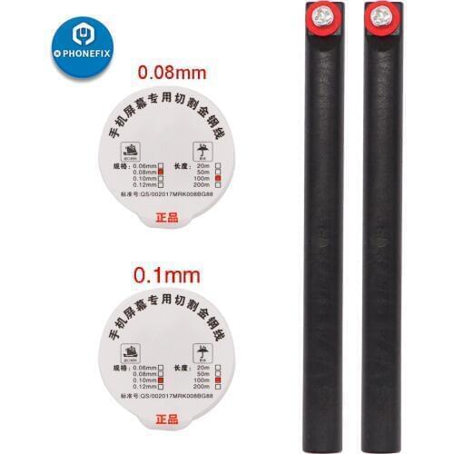 0.08/0.1mm 100M LCD Screen Repair Cutting Line with Handle for iPhone Mobile Phone iPad LCD Screen Steel Wire Separator Line