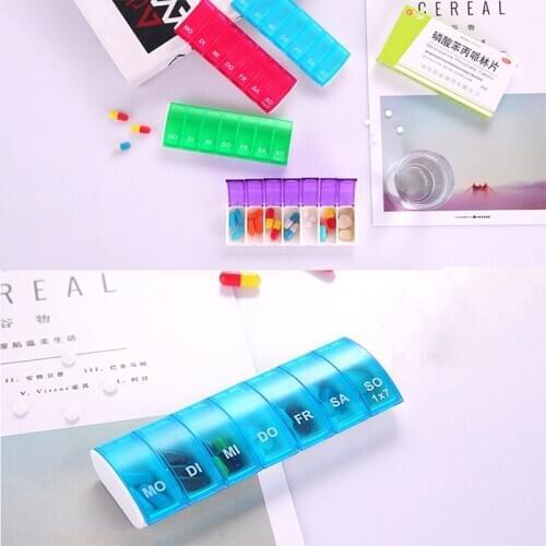 1PC Pill Medicine Box Holder Storage Organizer Container Case Pill Box Splitters 4 Colors 7 Days Weekly Tablet