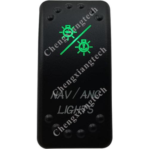 12V/24V Car Boat 7Pins DPDT ON/OFF/ON Green & Blue Led Light Rocker Toggle Switch Nav/Anc Lights for Carling ARB Narva 4x4