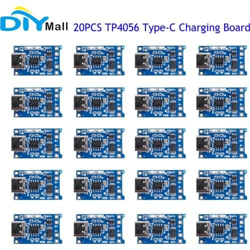20PCS Type-C 5V 1A 18650 TP4056 Lithium Battery Charger Module Charging Board With Protection Dual Functions 1A Li-ion good