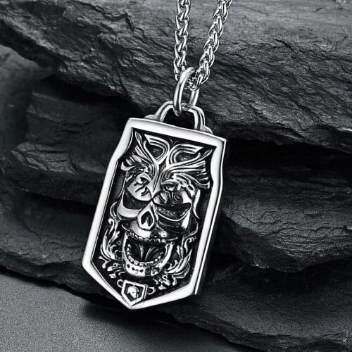 2021 Korean Style Vintage Big Pendants For Jewelry Men Boy Harley Locomotive Personality Skull Punk Stainless Steel Domineering
