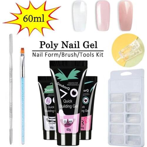 5pcs/set Poly Nail UV Gel Set LED Clear UV Gel Varnish Nail Polish Art Kit Quick Building For Nails Extensions Hard Jelly Gel