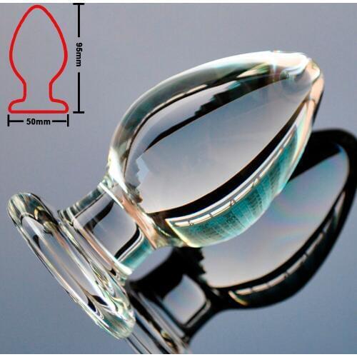 50mm Large Glass Dildo Fake Penis Crystal Anal Beads Butt Plug Prostate Massager G-spot Female Masturbation Sex Toys for Adult