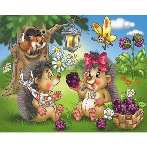 5D Round Diamond Painting Cross Stitch Kits Full Diamonds Embroidery Cartoon cute Hedgehog Home Decoration Mosaic Rhinestones