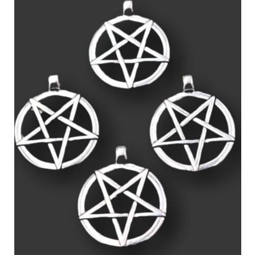 6pcs Satanism Metal Tags Hollow Loop Five-Pointed Star Pendants DIY Charms Retro Earrings Bracelet Jewelry Crafts Making A2413