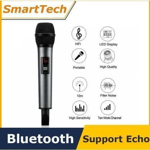 New K18V UHF Wireless Bluetooth Microphone Micro with Receicer Home Microphones Conference microfone Education Training Karaoke