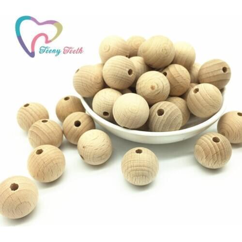 Teeny Teeth 100 PCS Natural Beech Wood Round Dia 12 mm Beads,Beech wood Loose Beads,Natural Wood Dia 12 mm Round Beech Beads