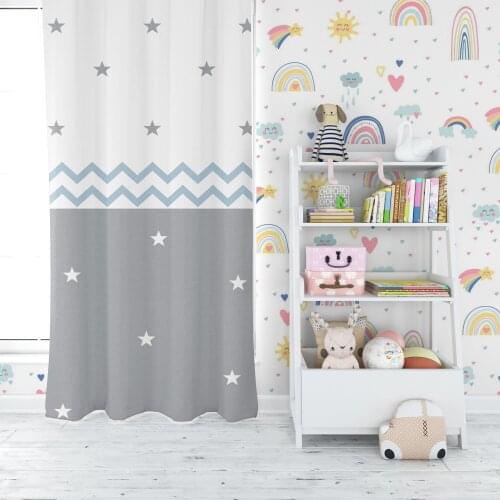 Digital Printed Childrens Room Anti-Allergic, Easy To Clean Cornice and Rustic Rod Compatible Backdrop Curtain