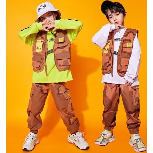 Kids Hip Hop Clothing Oversize Sweatshirt Camo CargoPants For Girls Boys Jazz Dance Costume Clothes Stage Wear For Singers