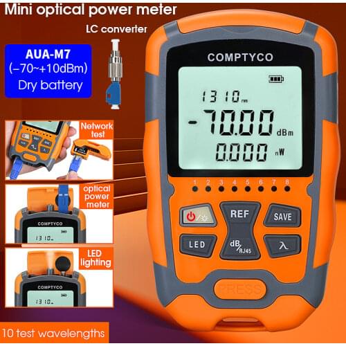 FTTH Mini Optical Power Meter AUA-G70A/50A OPM Fiber Optical Cable Tester -70dBm~+10dBm SC/FC/ST Universal interface Connector