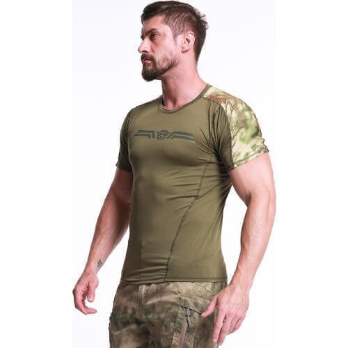 Esdy Outdoor Round Neck Quick-drying Elastic Force T-Shirt Moisture Absorption Perspire Hiking Tactical Camouflage Short Sleeve