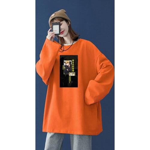 Anime Tokyo Revengers Tshirts Male Cotton Harajuku Autumn Oversized Long Sleeve T-shirt Gothic Cartoon Chifuyu Matsuno T Shirt