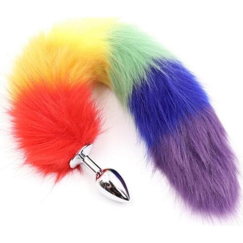 Hot sale!!! Seven color artificial fox fur anal plug training teaser tail masturbation sexy adult products