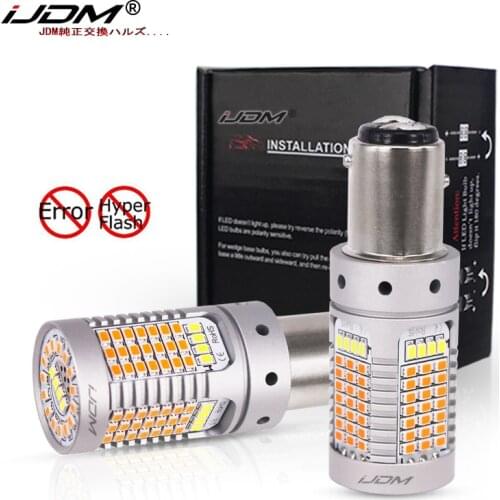 IJDM No Hyper Flash 21W 1157 LED Canbus P21/5W BAY15d LED Switchback White/Amber LED Bulbs For Daytime Running/Turn Signal Light
