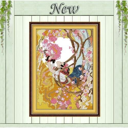 Flying Dunhuang dance girl Painting Drawing counted print on fabric 14CT 11CT DMC Cross Stitch kits Needlework Sets Embroidery